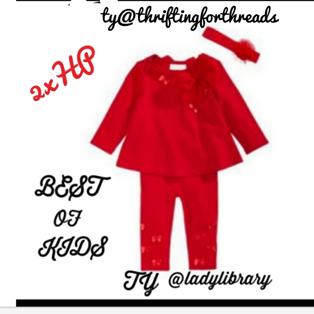 5/25 First Impressions Red outfit w/ bows 0-3mo